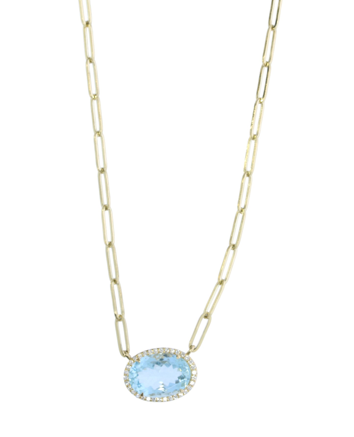 Aquamarine and Diamond Necklace - Colored Stone Necklace