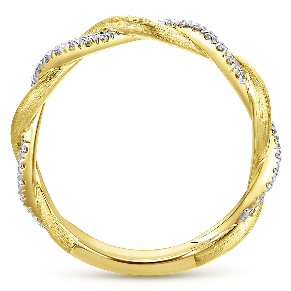 Gabriel & Co Yellow Gold Twisted Diamond Stackable Ring