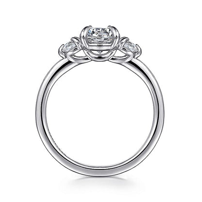 Gabriel & Co. White Gold Round Three Stone Semi-Mount Engagement Ring