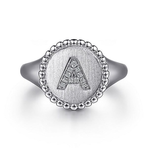 Gabriel & Co. Sterling Silver Initial A Signet Ring