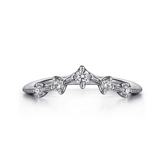 Gabriel & Co. 14 Karat White Gold Curved Diamond Wedding Band - Diamond Wedding Bands - Women's