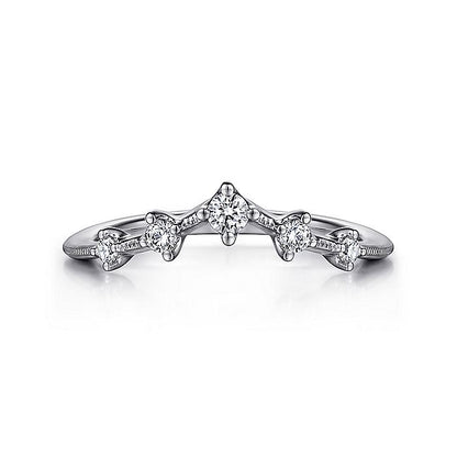 Gabriel & Co. 14 Karat White Gold Curved Diamond Wedding Band - Diamond Wedding Bands - Women's