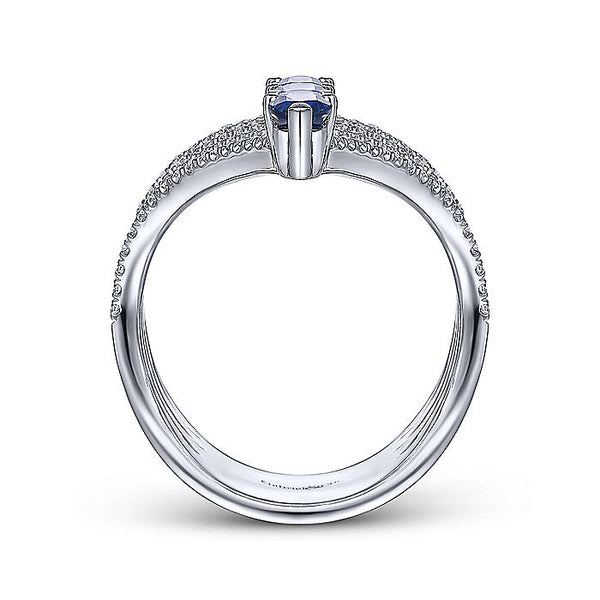 Gabriel & Co White Gold Diamond and Sapphire Chevron Ring
