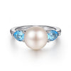 Gabriel & Co. Sterling Silver Pearl and Blue Topaz Ring