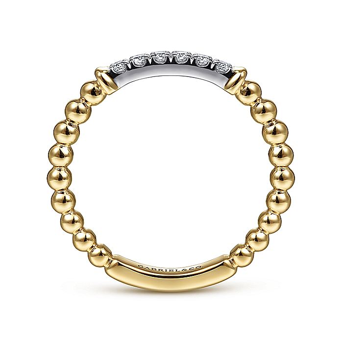 Gabriel & Co. 14 Karat Yellow And White Gold Bujukan Beaded Band