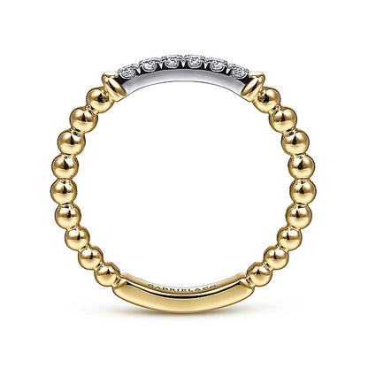 Gabriel & Co. 14 Karat Yellow And White Gold Bujukan Beaded Band