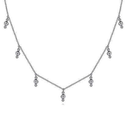 Gabriel & Co. Sterling Silver Bujukan Bead Drop Necklace - Silver Necklace
