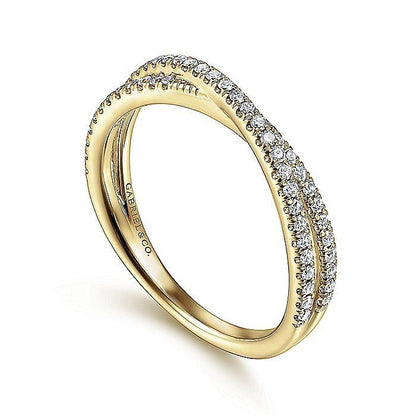 Gabriel & Co. Yellow Gold Criss Cross Diamond Ring