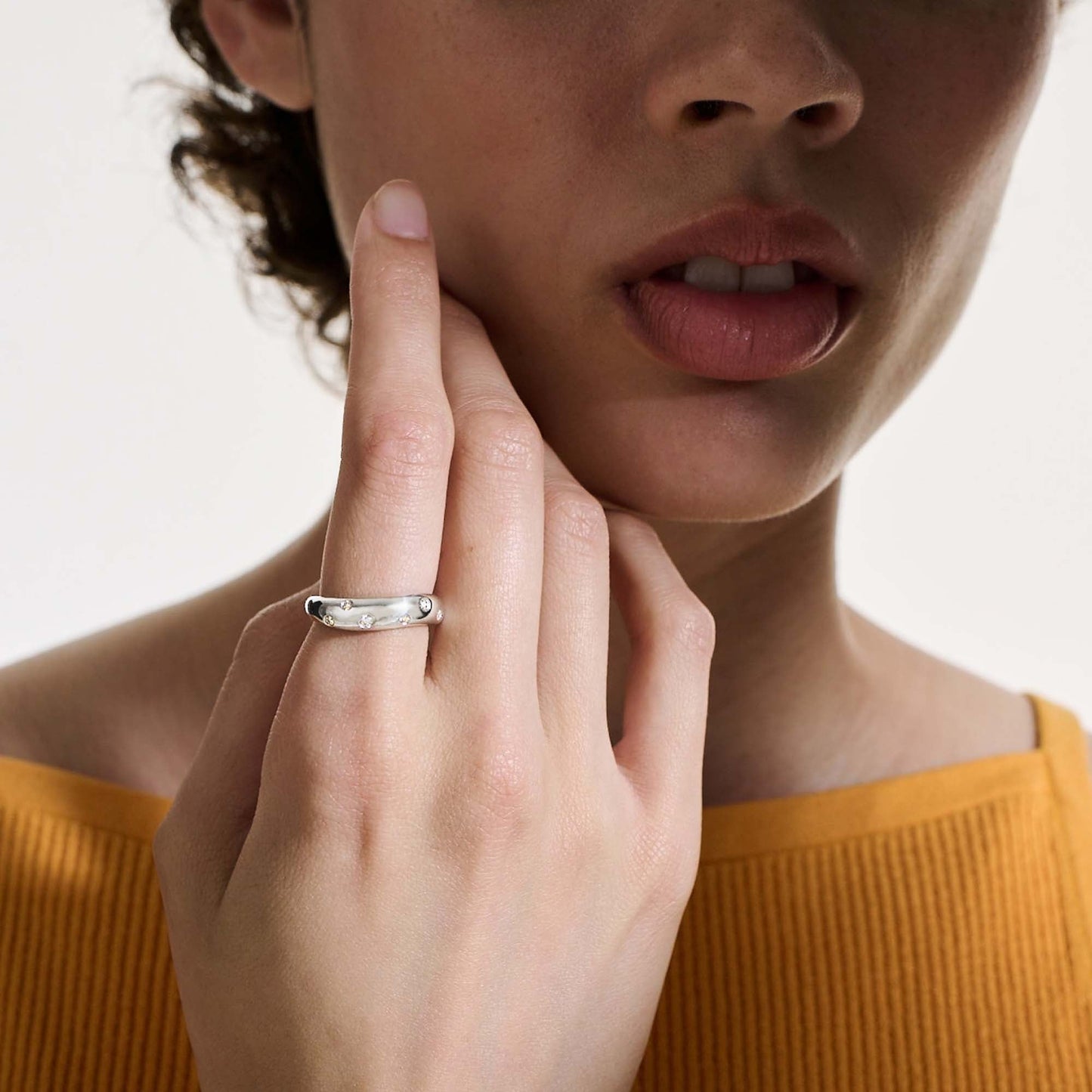 John Hardy Sterling Silver Diamond Surf Ring