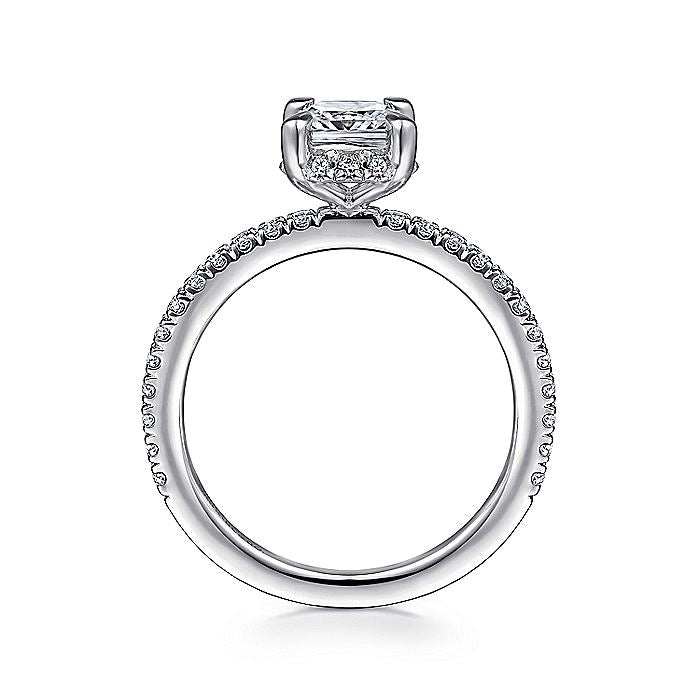 Gabriel & Co. 14 Karat White Gold Cushion Semi-Mount Engagement Ring - Diamond Semi-Mount Rings