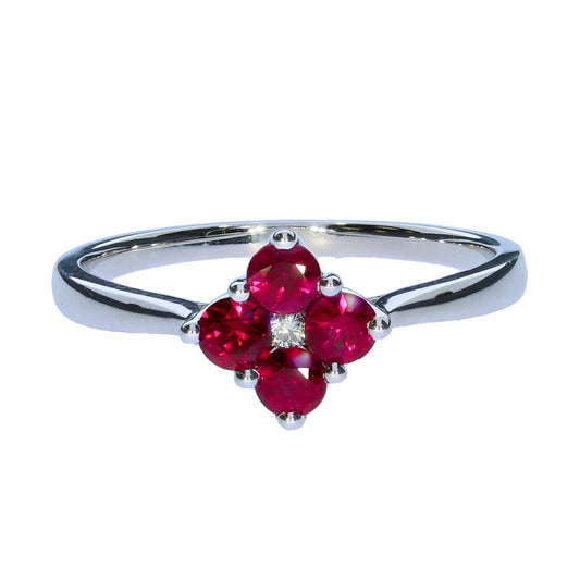 18 Karat White Gold Ruby And Diamond Fashion Ring - Colored Stone Rings - Women's