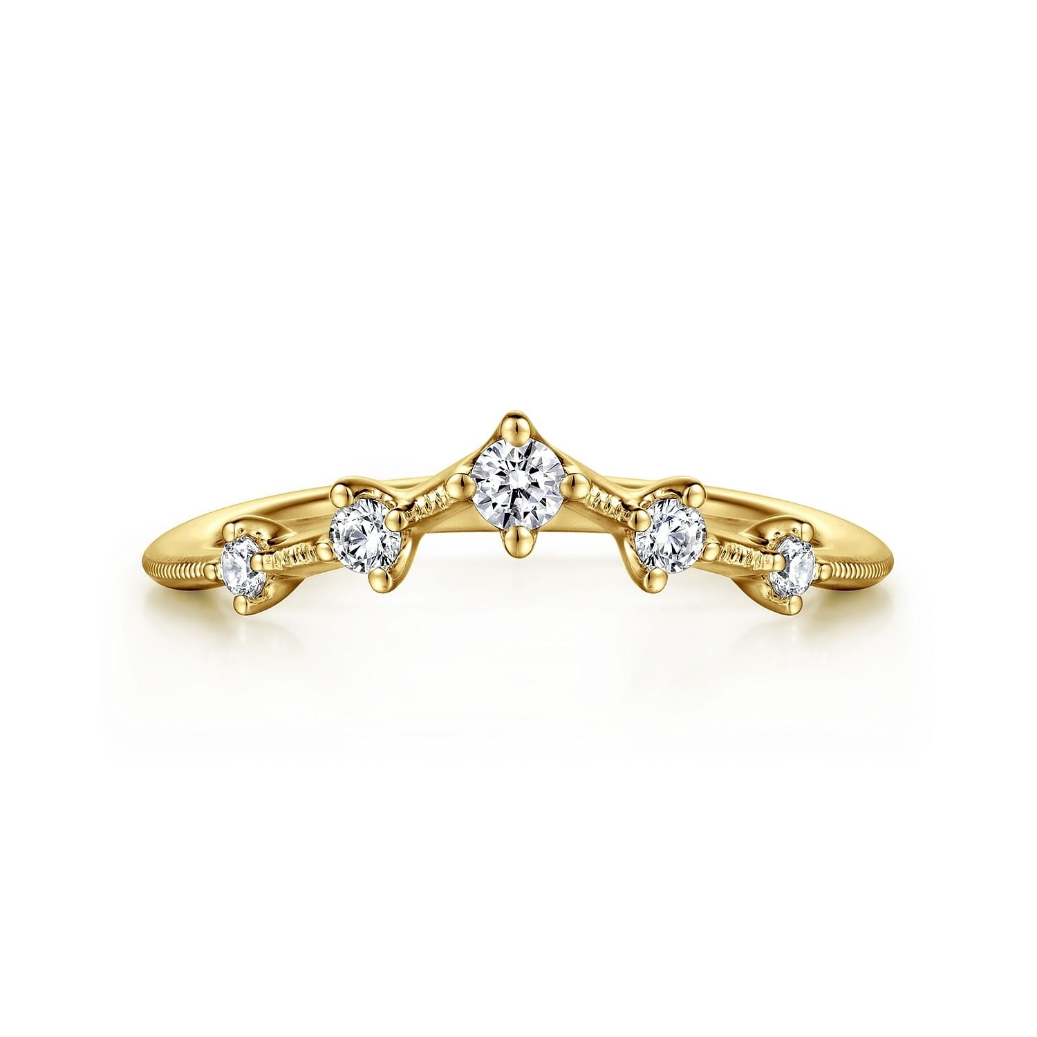 Gabriel & Co. Yellow Gold Diamond Curved Band - Diamond Wedding Bands - Women's