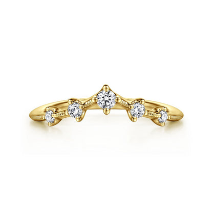Gabriel & Co. Yellow Gold Diamond Curved Band - Diamond Wedding Bands - Women's