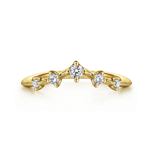 Gabriel & Co. Yellow Gold Diamond Curved Band