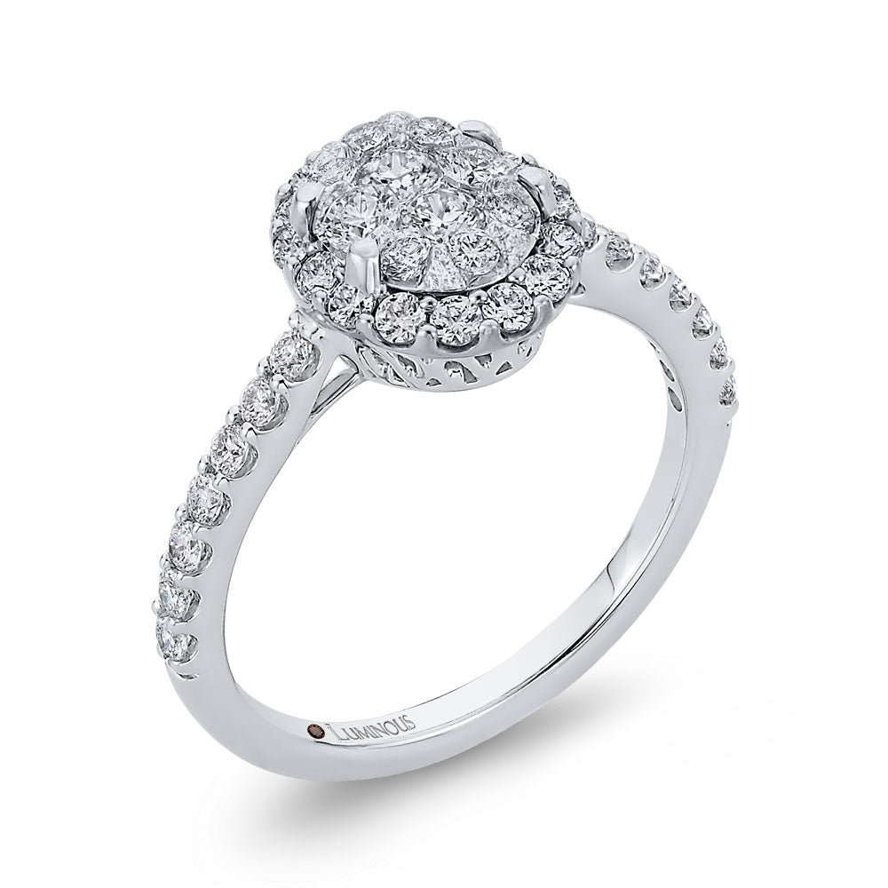 Luminous White Gold Oval Halo Engagement Ring