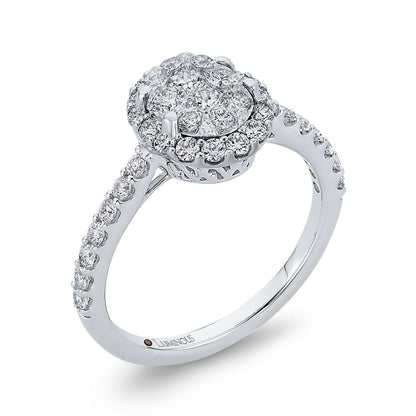 Luminous White Gold Oval Halo Engagement Ring