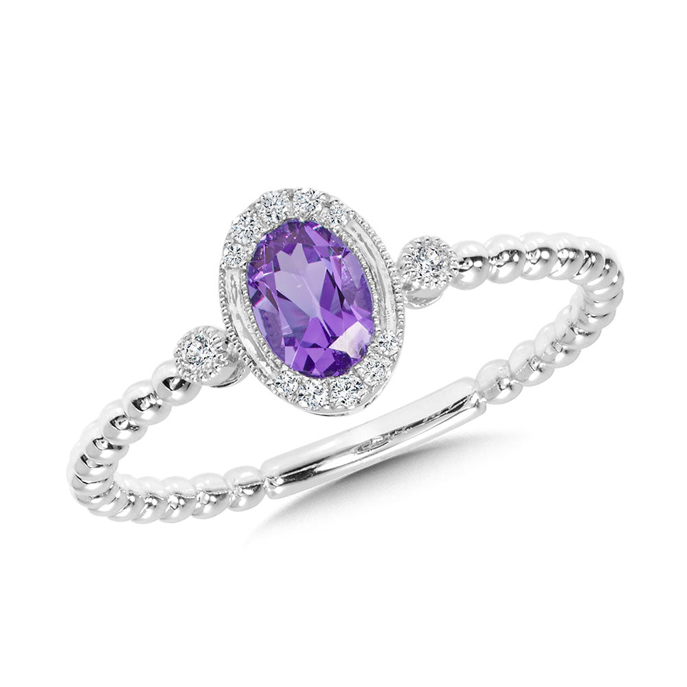 Amethyst and Diamond Ring - Colored Stone Rings - Women's