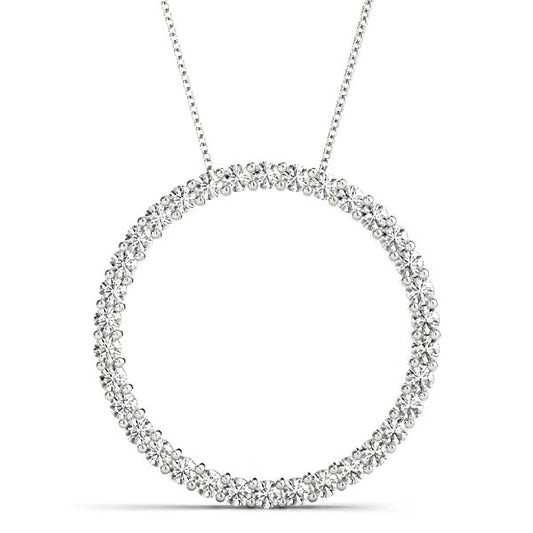 White Gold Diamond Circle Pendant - Diamond Pendants