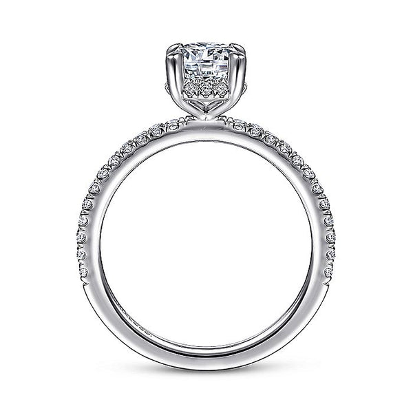 Gabriel & Co White Gold Hidden Halo Oval Semi-Mount Engagement Ring