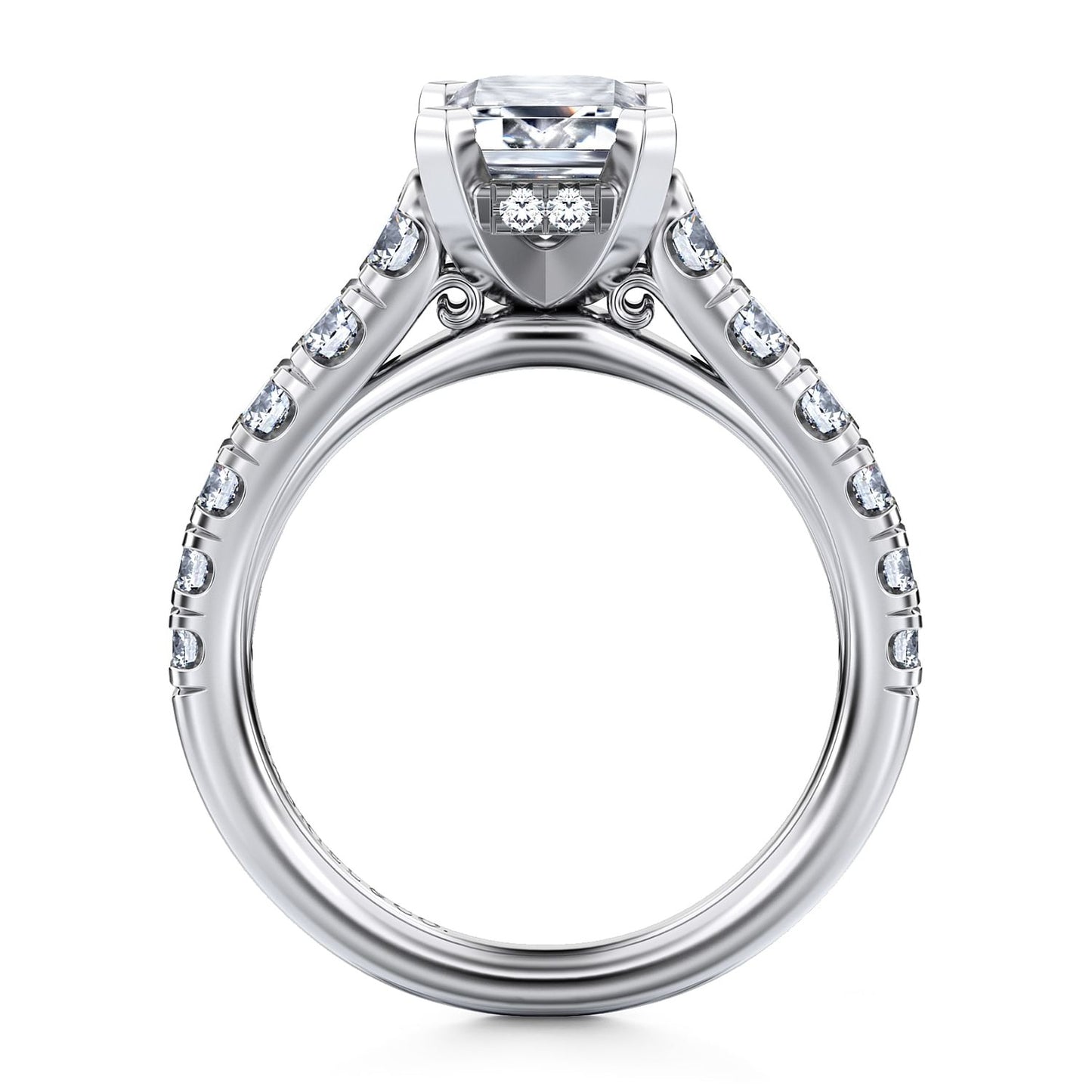Gabriel & Co. 14 Karat Emerald Cut Semi-Mount Engagement Ring - Diamond Semi-Mount Rings