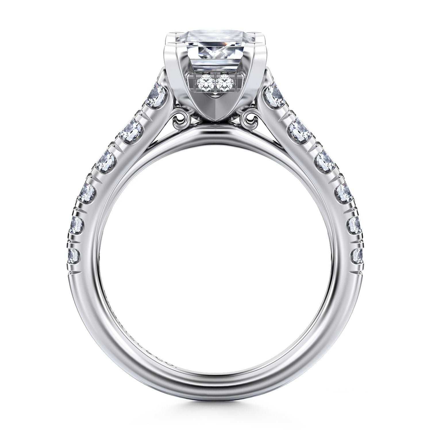Gabriel & Co. 14 Karat Emerald Cut Semi-Mount Engagement Ring - Diamond Semi-Mount Rings