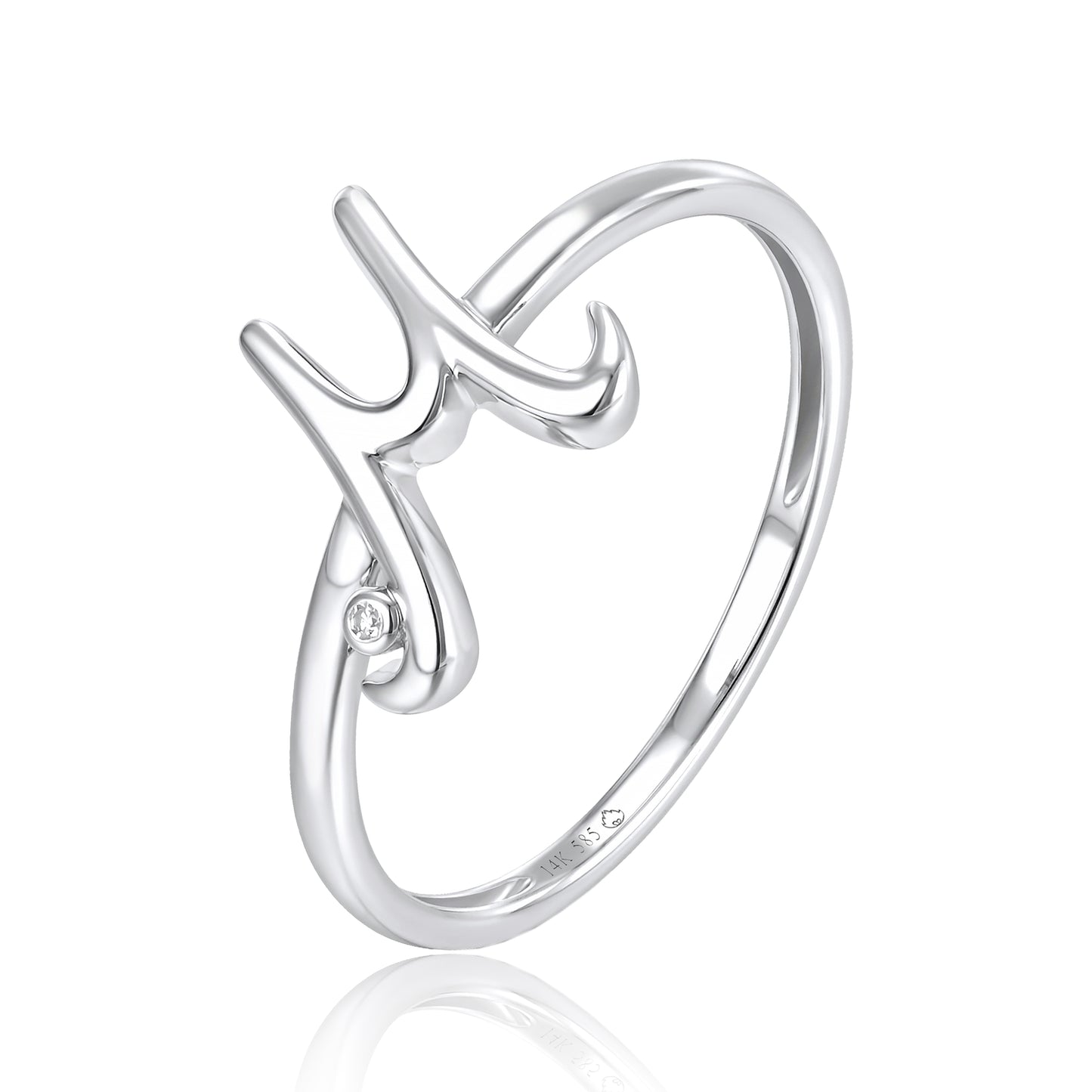 White Gold Diamond Initial M Ring