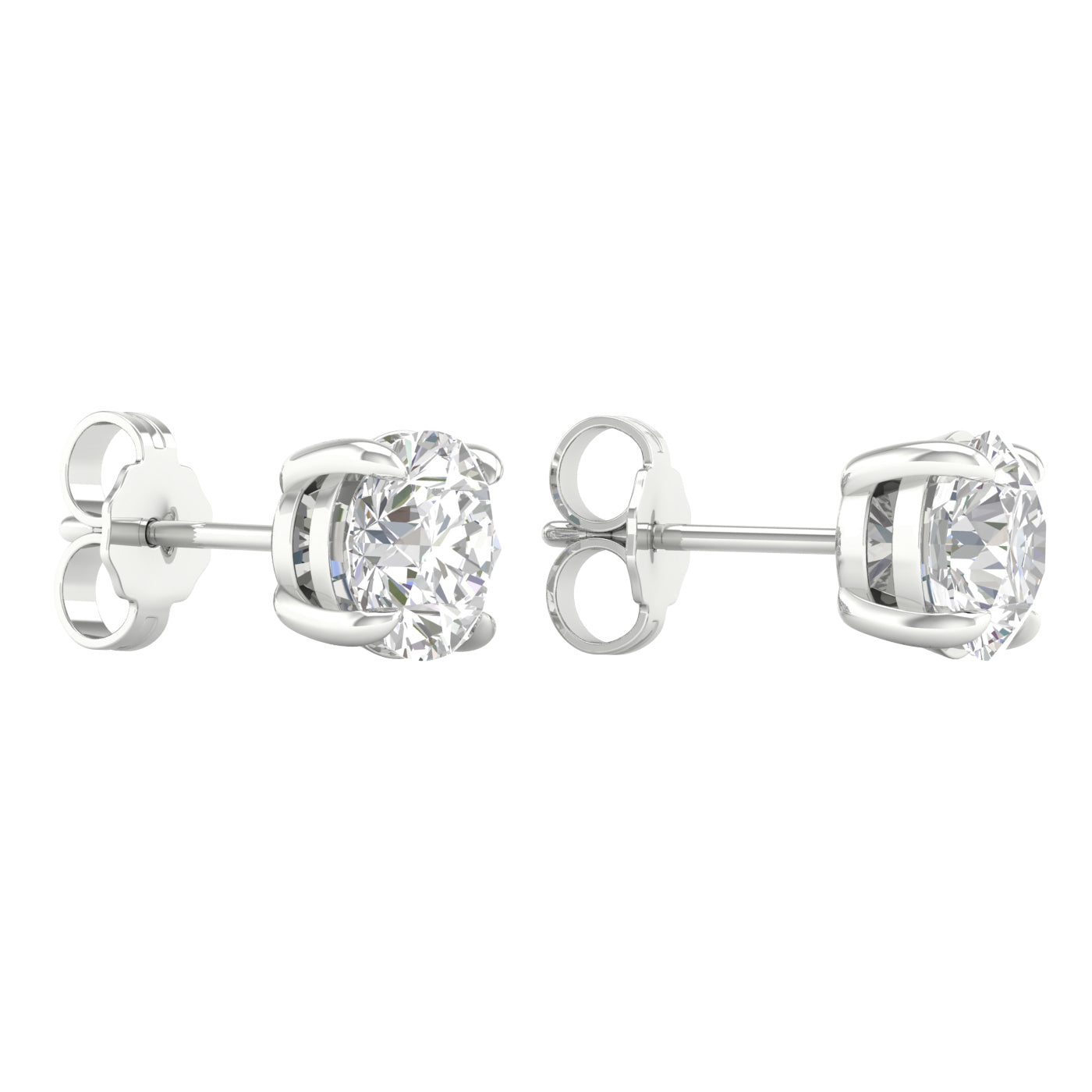 White Gold Round Laboratory Grown Diamond Stud Earrings