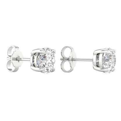 White Gold Round Laboratory Grown Diamond Stud Earrings