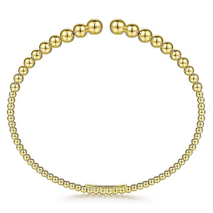 Gabriel & Co. Yellow Gold Beaded Open Cuff Bangle Bracelet