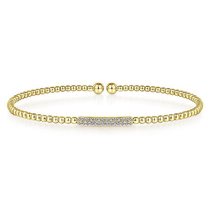 Gabriel & Co. 14 Karat Yellow Gold Bujukan Bead Diamond Cuff Bracelet - Diamond Bracelets
