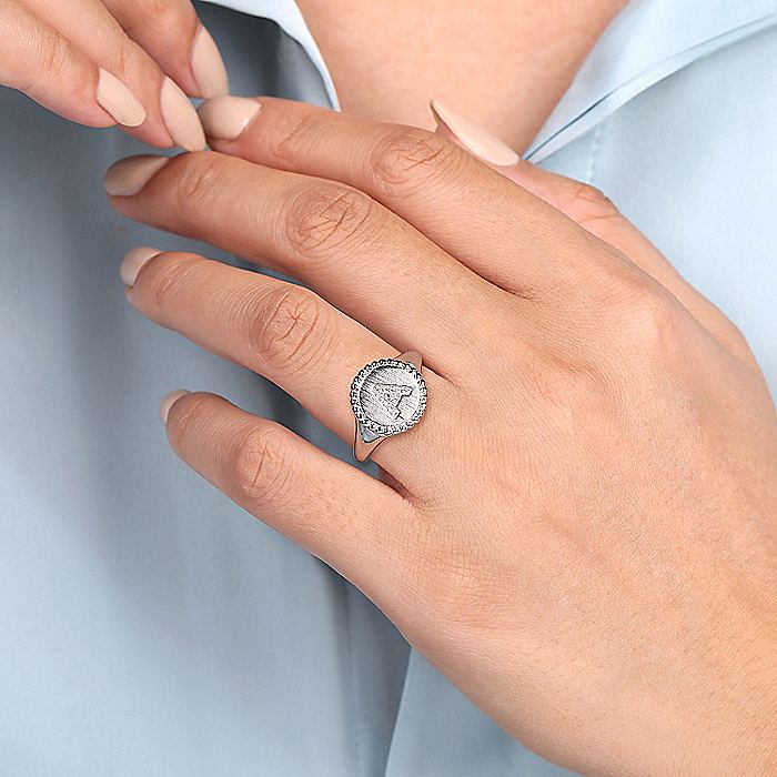 Gabriel & Co. Sterling Silver Initial A Signet Ring - Diamond Fashion Rings - Women's