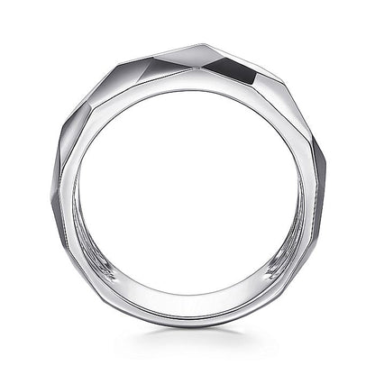 Gabriel & Co  Sterling Silver Faceted Band