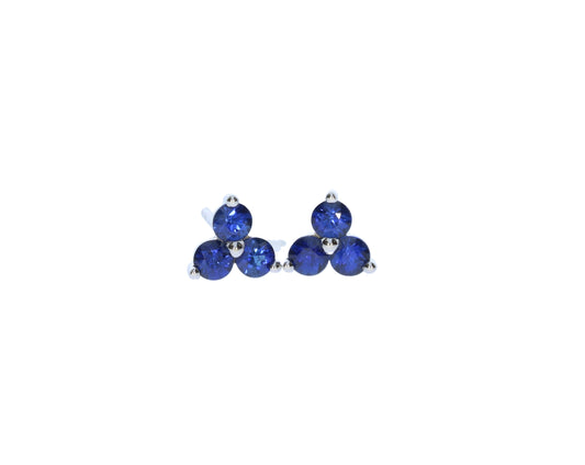 White Gold Sapphire Stud Earrings - Colored Stone Earrings