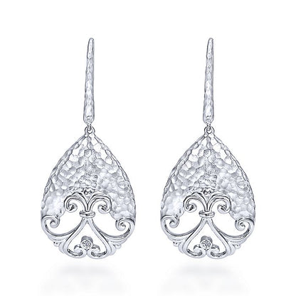 Gabriel & Co Sterling Silver Hammered Drop Earrings