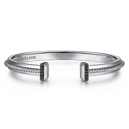 Gabriel & Co Sterling Silver Open Cuff Bracelet with Black Spinel