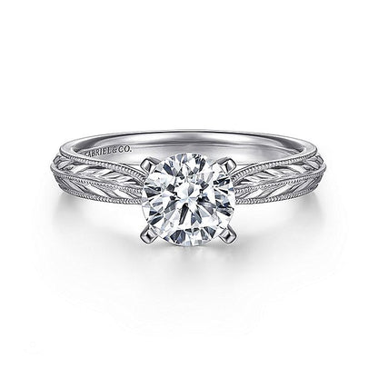 Gabriel & Co White Gold Engraved Semi-Mount Engagement Ring