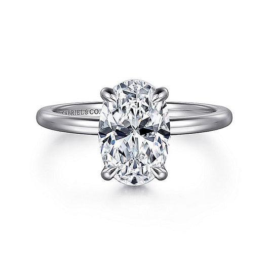 Gabriel & Co. White Gold Oval Hidden Halo Semi-Mount Engagement Ring