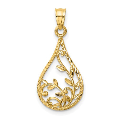 Yellow Gold Leaf Pendant - Gold Pendants / Charms
