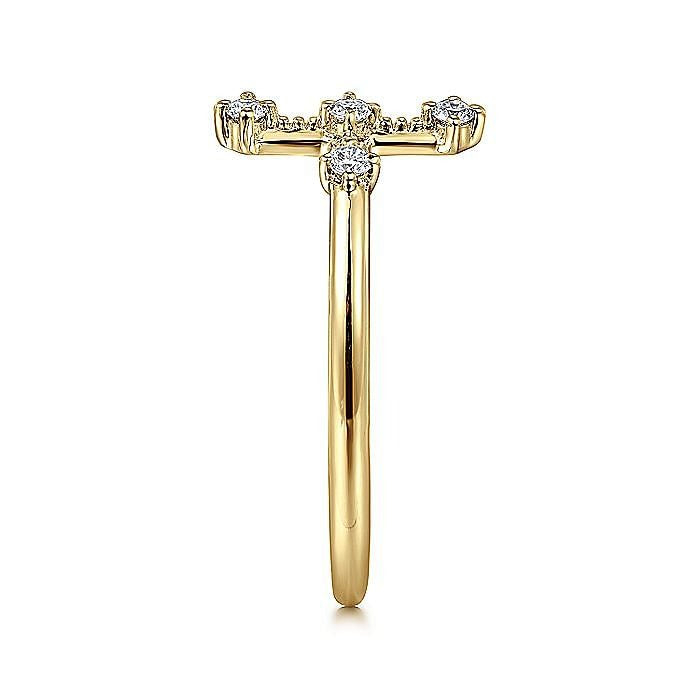 Gabriel & Co. Yellow Gold Diamond Cross Ring - Diamond Fashion Rings - Women's