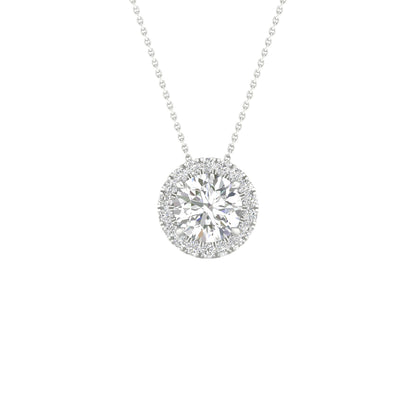 White Gold Laboratory Grown Round Diamond Halo Pendant
