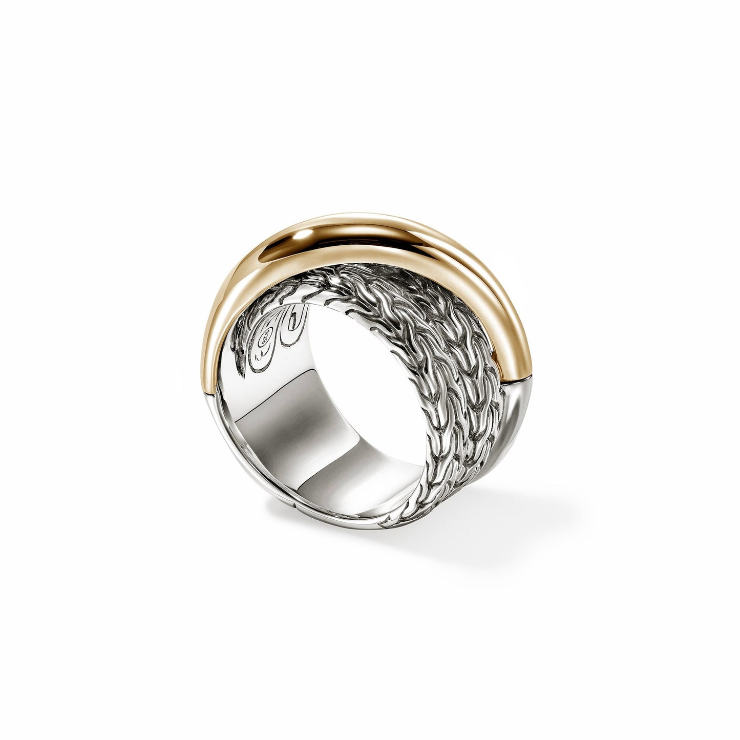 John Hardy Sterling Silver & Yellow Gold Essential Crossover Ring - Ladies Silver Rings