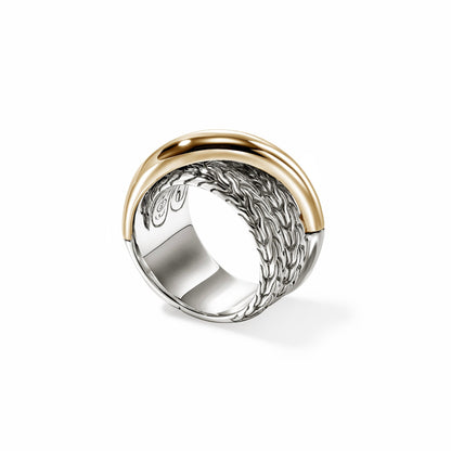 John Hardy Sterling Silver & Yellow Gold Essential Crossover Ring - Ladies Silver Rings