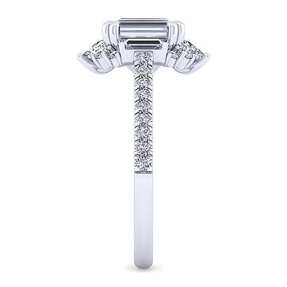 Gabriel & Co. White Gold Art Deco Emerald Cut Halo Semi-Mount Engagement Ring