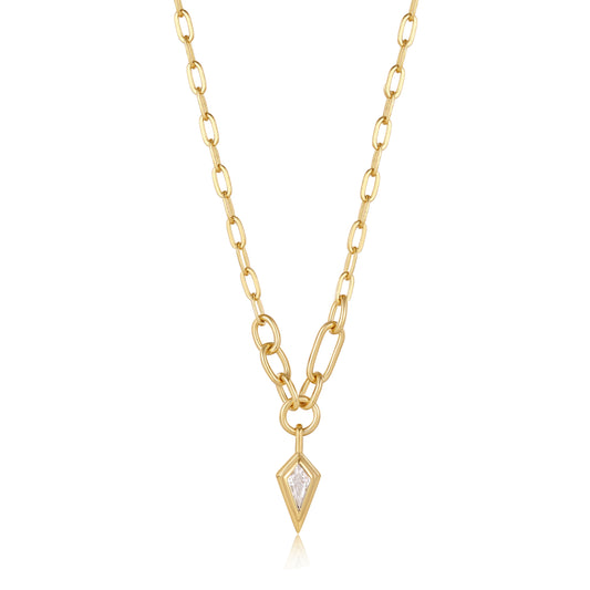 Ania Haie Gold Sparkle Drop Pendant Chunky Chain Necklace - Silver Necklace