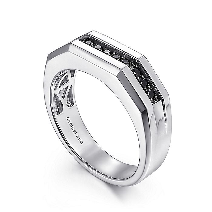 Gabriel & Co Sterling Silver Ring with Black Spinel - Gents Silver Ring