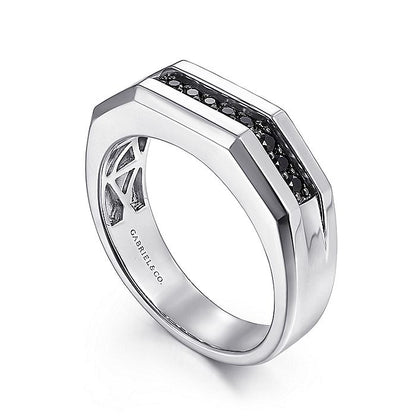 Gabriel & Co Sterling Silver Ring with Black Spinel - Gents Silver Ring