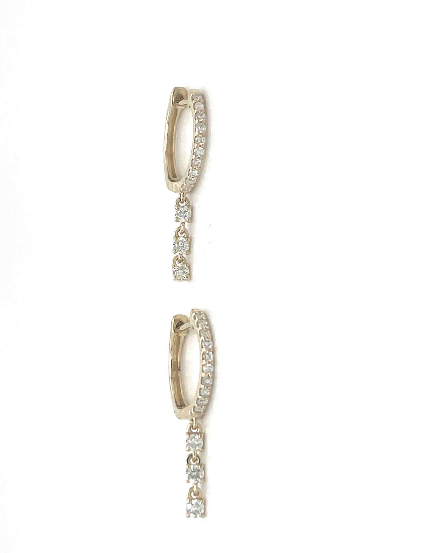 Yellow Gold Diamond Hoop Dangle Earrings - Diamond Earrings