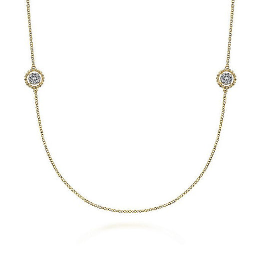 Gabriel & Co. 14 Karat Yellow Gold Double Sided Diamond Bujukan Station Necklace