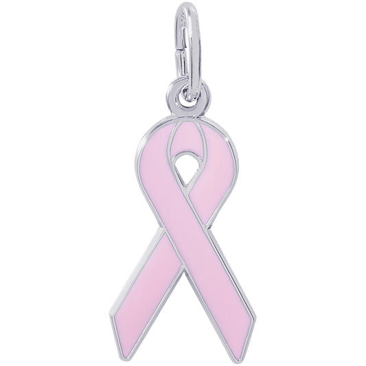Rembrandt Pink Ribbon Charm - Silver Charms