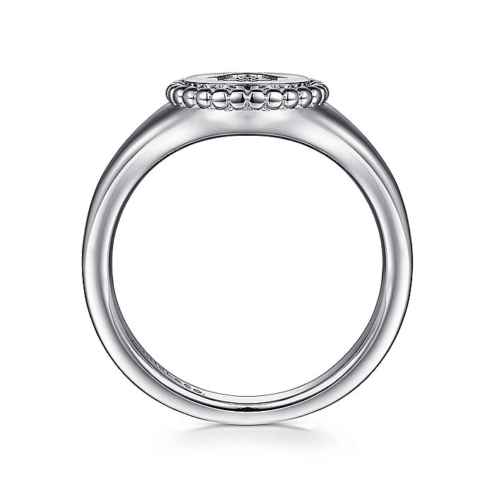 Gabriel & Co. Sterling Silver Signet Ring with Diamond Hamsah - Diamond Fashion Rings - Women's